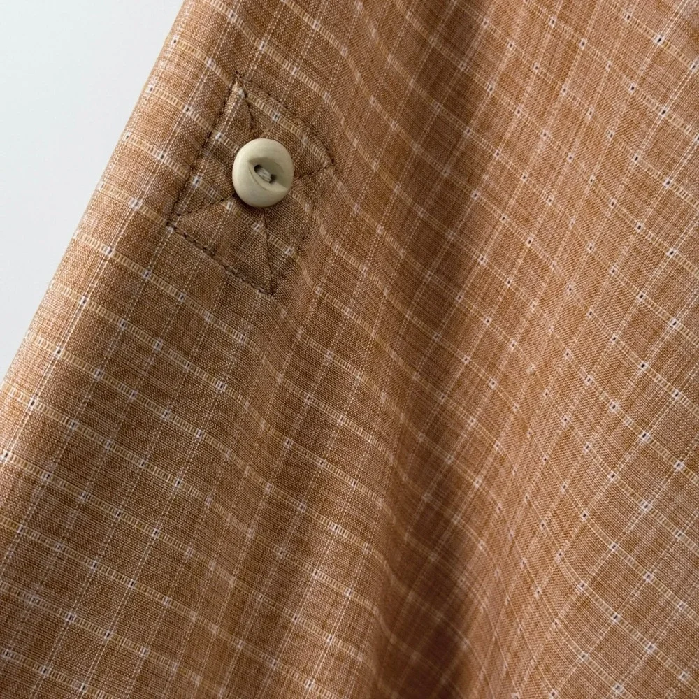 Orvis Western Yoke Fishing Shirt Men Large Orange Plaid Long Sleeve Button Down‎